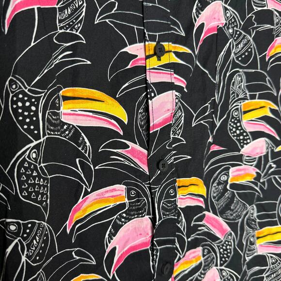 Hurley Short Sleeve Tropical Toucan Print Button-Up Shirt Size XXL Summer Top - Picture 5 of 11